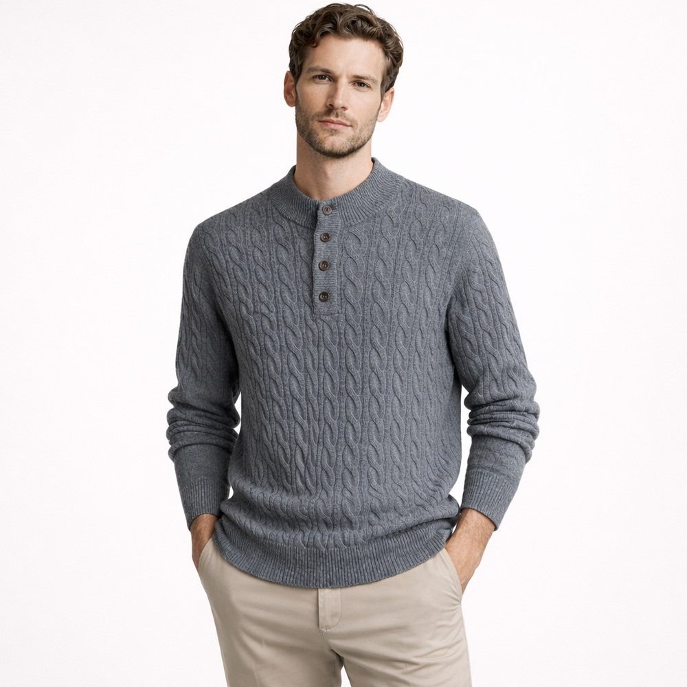 Peter Millar Merino Wool Cable Knit Crewneck Sweater Size L Quiet Luxury